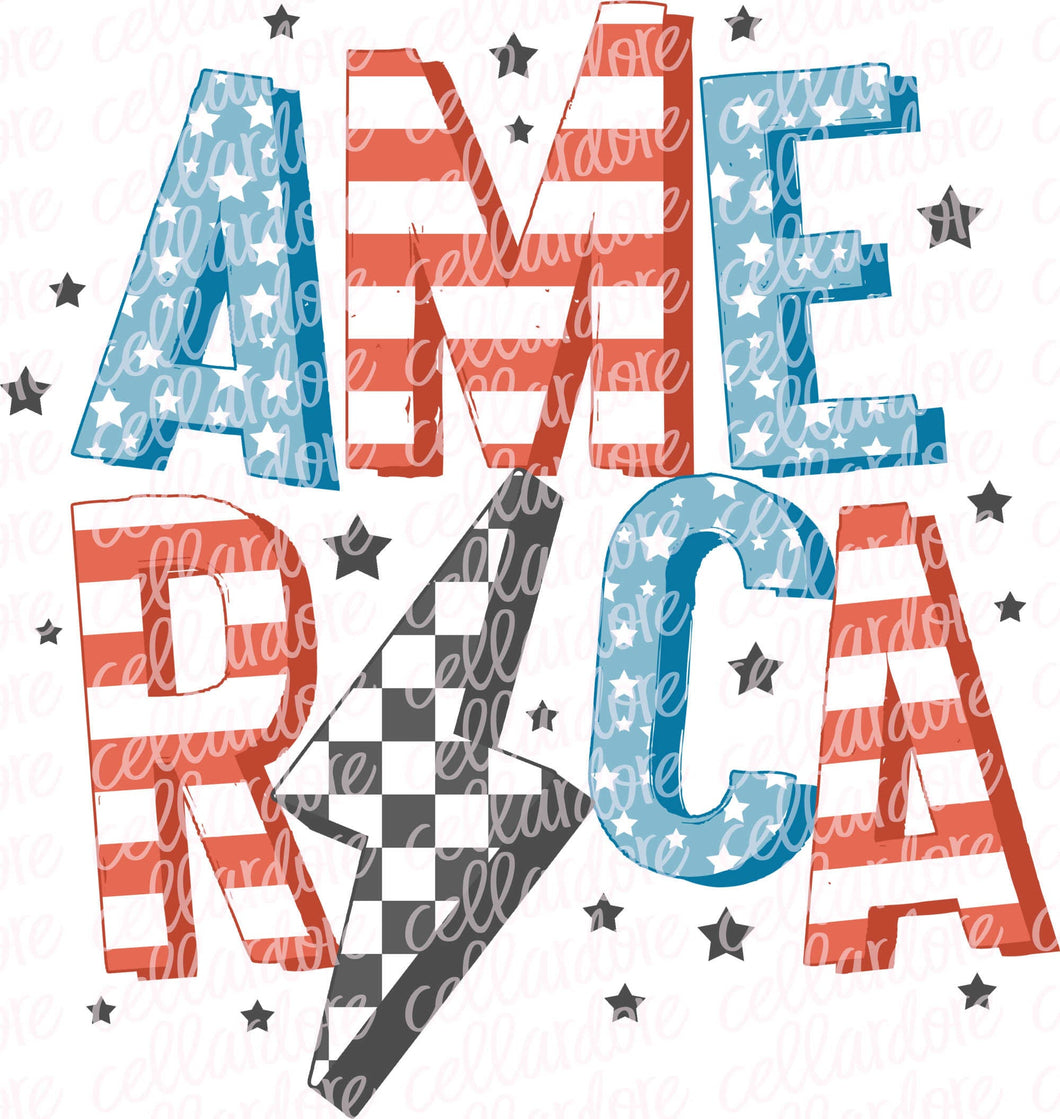 America - Fourth of July - Stars and Stripes - DTF Ready to Press or Sublimation Transfer