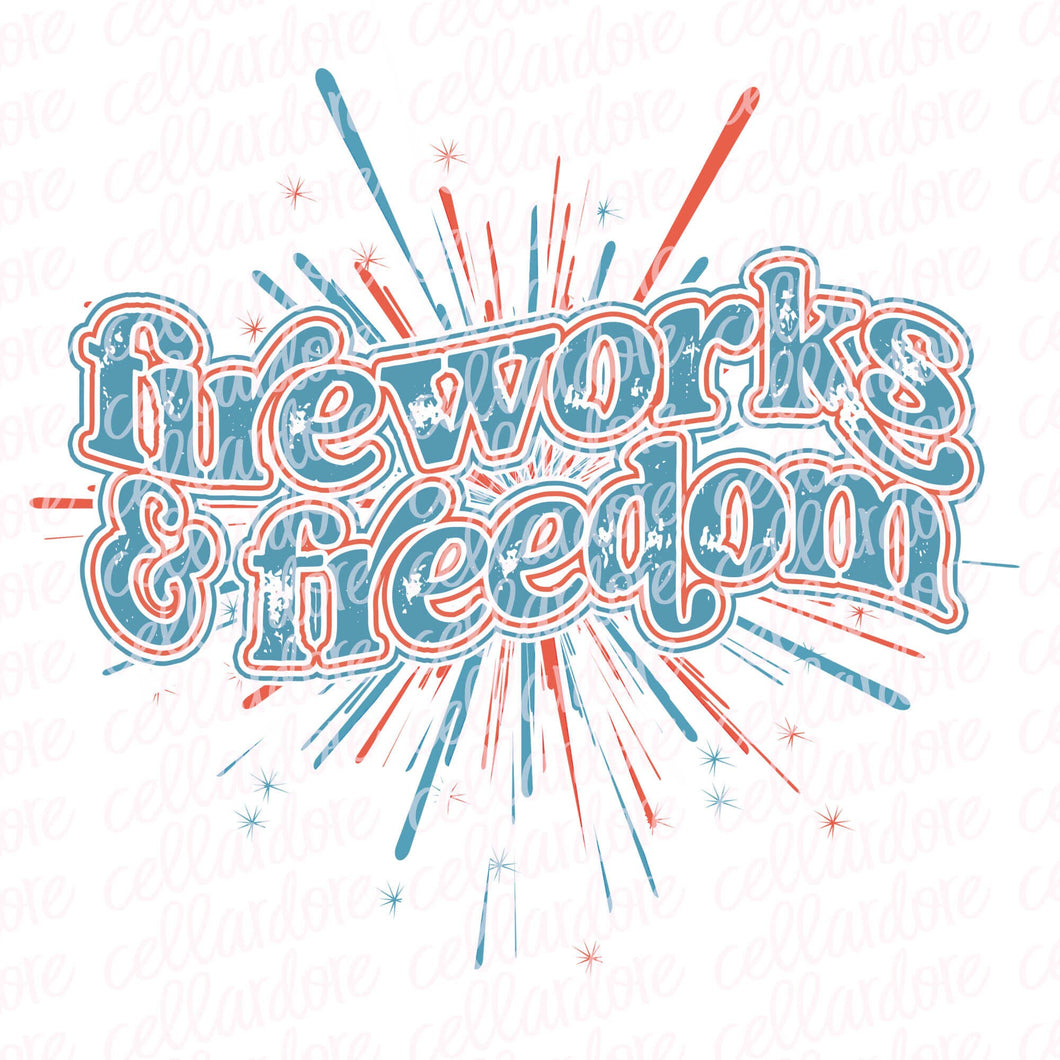 Fireworks and Freedom | USA | 4th of July | America | DTF Ready to Press or Sublimation Transfer