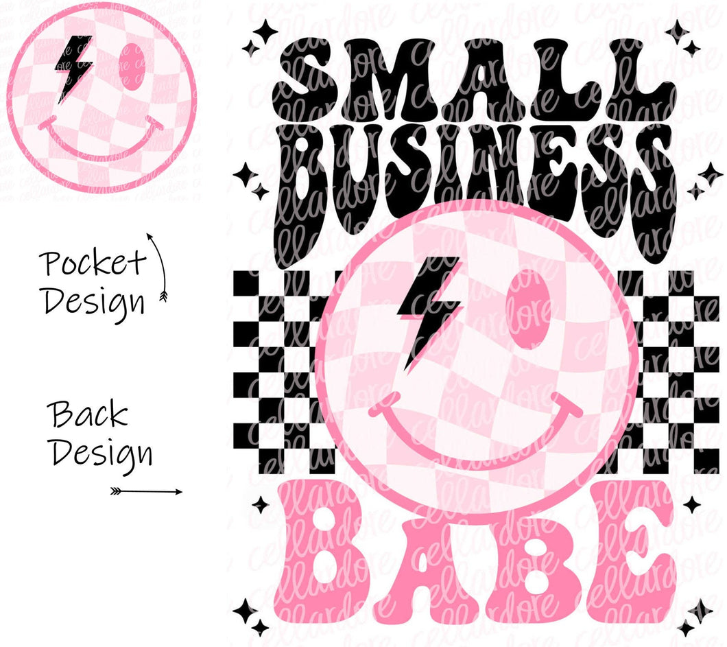 Small Business Babe  - Pocket and Back Print Set - DTF Ready to Press or Sublimation Transfer