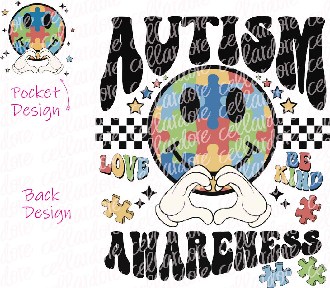 Autism Awareness Pocket & Back Set - DTF Ready to Press or Sublimation Transfer