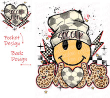 Load image into Gallery viewer, Soccer Mom - Pocket and Back Design Set - DTF Ready to Press or Sublimation Transfer
