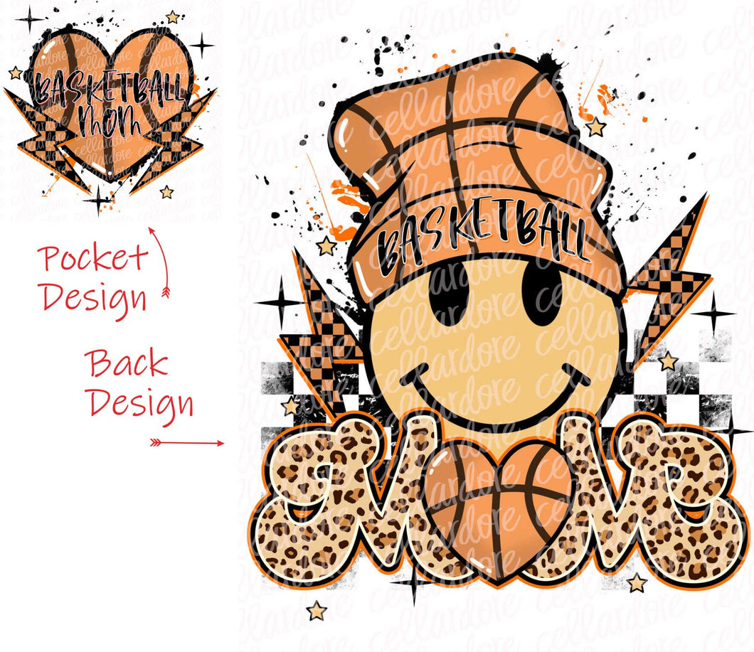 Basketball Mom - Pocket and Back Design Set - DTF Ready to Press or Sublimation Transfer