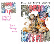 Load image into Gallery viewer, May We Always Remember Freedom Isn&#39;t Free - Pocket and Back Print Set - DTF Ready to Press or Sublimation Transfer
