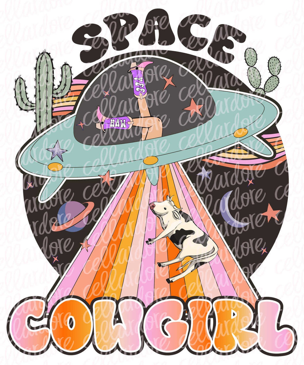 Space Cowgirl - DTF Ready to Press or Sublimation Transfer