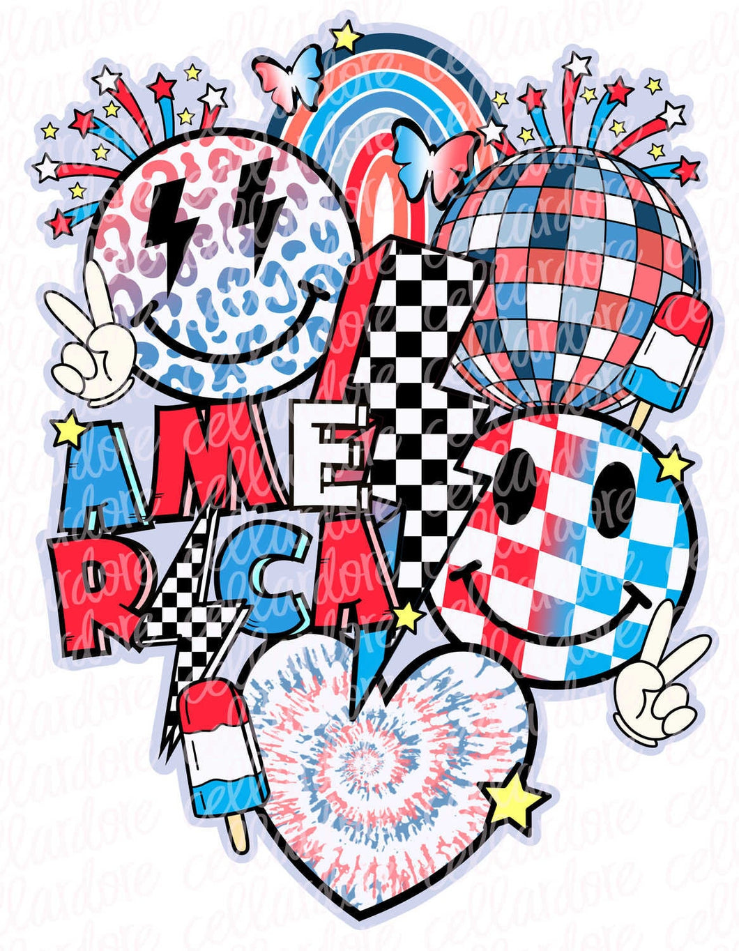 Retro America Collage - DTF Ready to Press or Sublimation Transfer