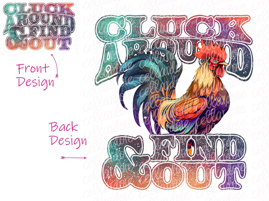 Cluck Around and Find Out - Pocket and Back Print Set - DTF Ready to Press or Sublimation Transfer