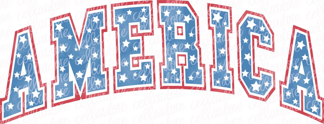 Arched America Varsity Letters - Fourth of July - Stars and Stripes - DTF Ready to Press or Sublimation Transfer