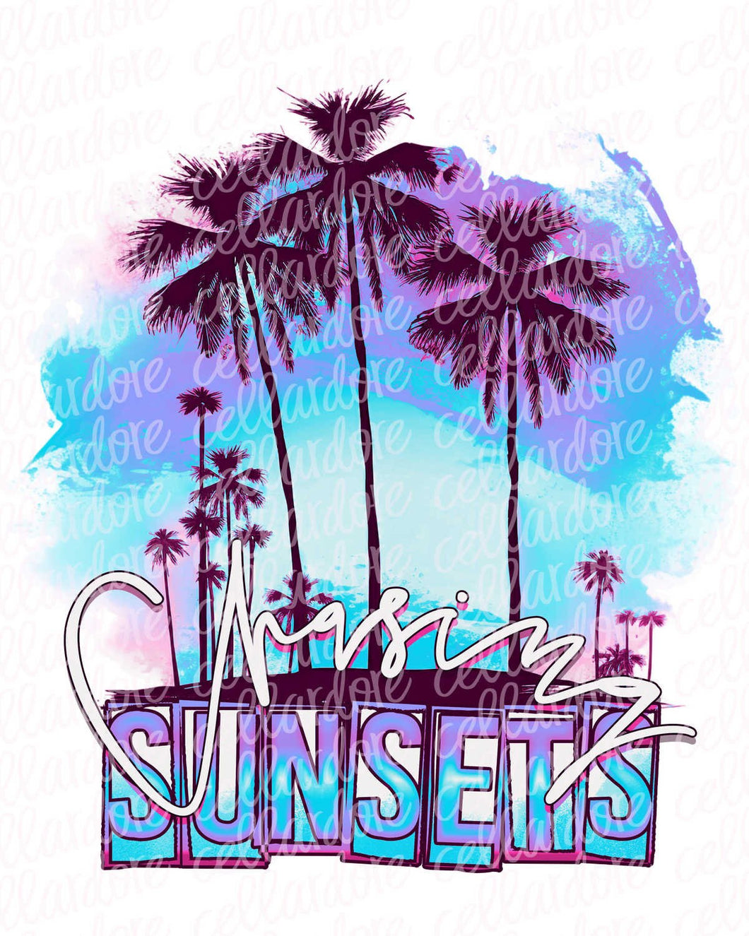 Chasing Sunsets - 2 Design/Color Options - DTF Ready to Press or Sublimation Transfer