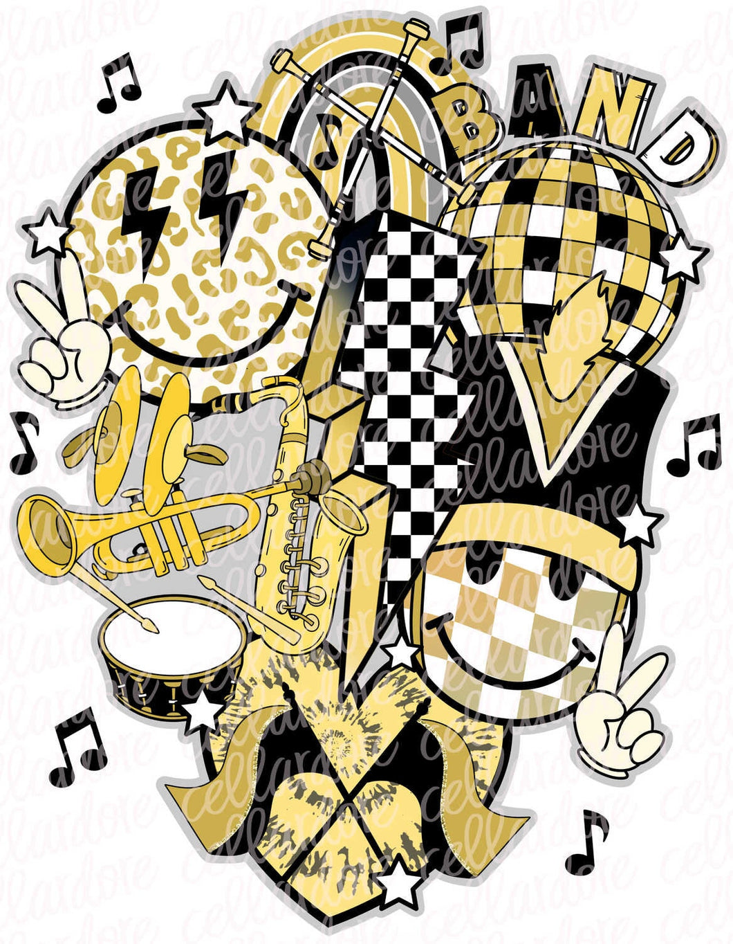 Retro Marching Band Collage - DTF Ready to Press or Sublimation Transfer