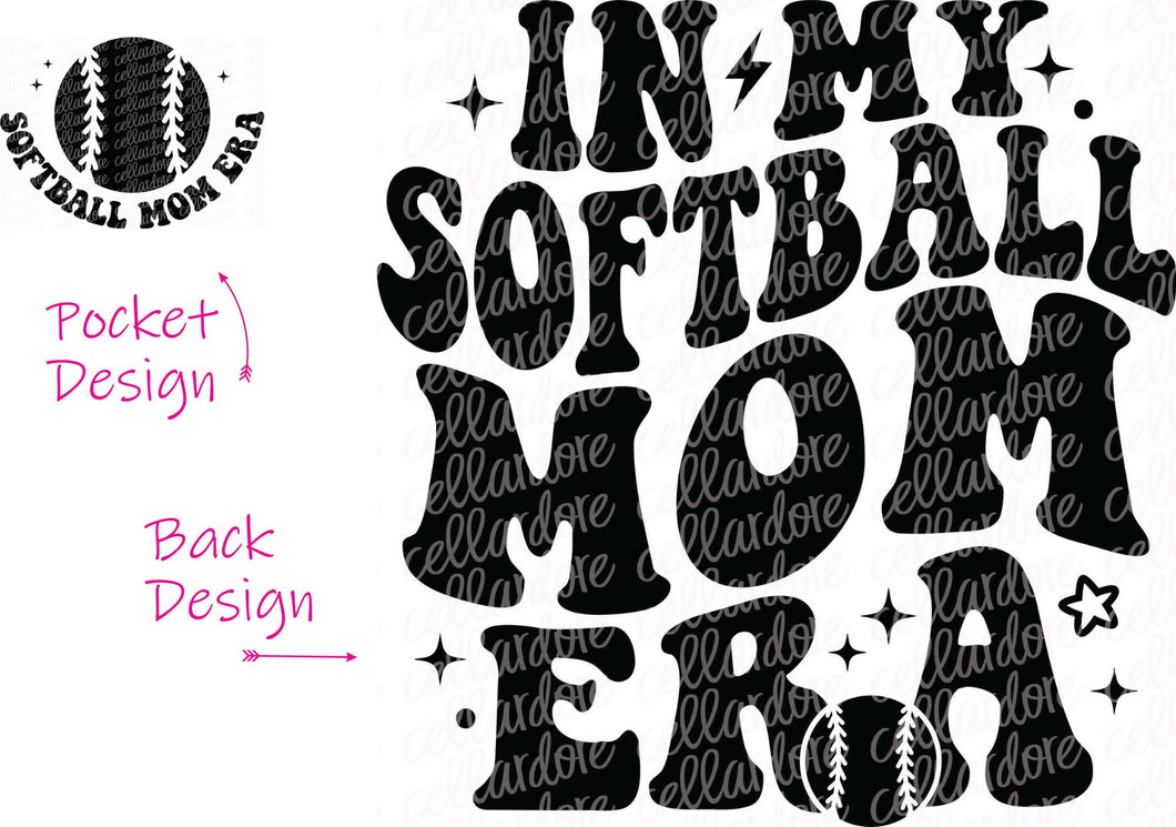 In My Softball Mom Era - Pocket and Back Design Set - DTF Ready to Press or Sublimation Transfer