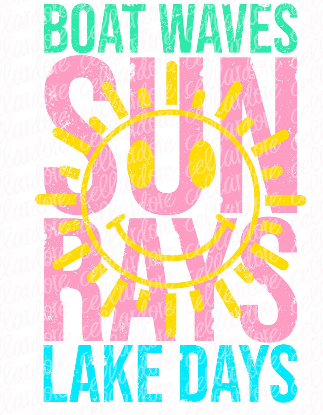 Boat Waves Sun Rays Lake Days | DTF Ready to Press Transfer or Sublimation Transfer