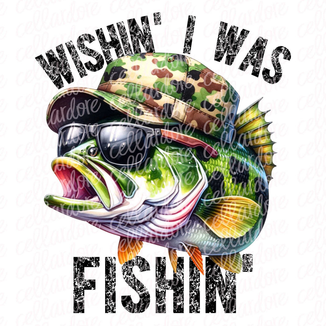 Wishin' I Was Fishin' Camo | DTF Ready to Press or Sublimation Transfer