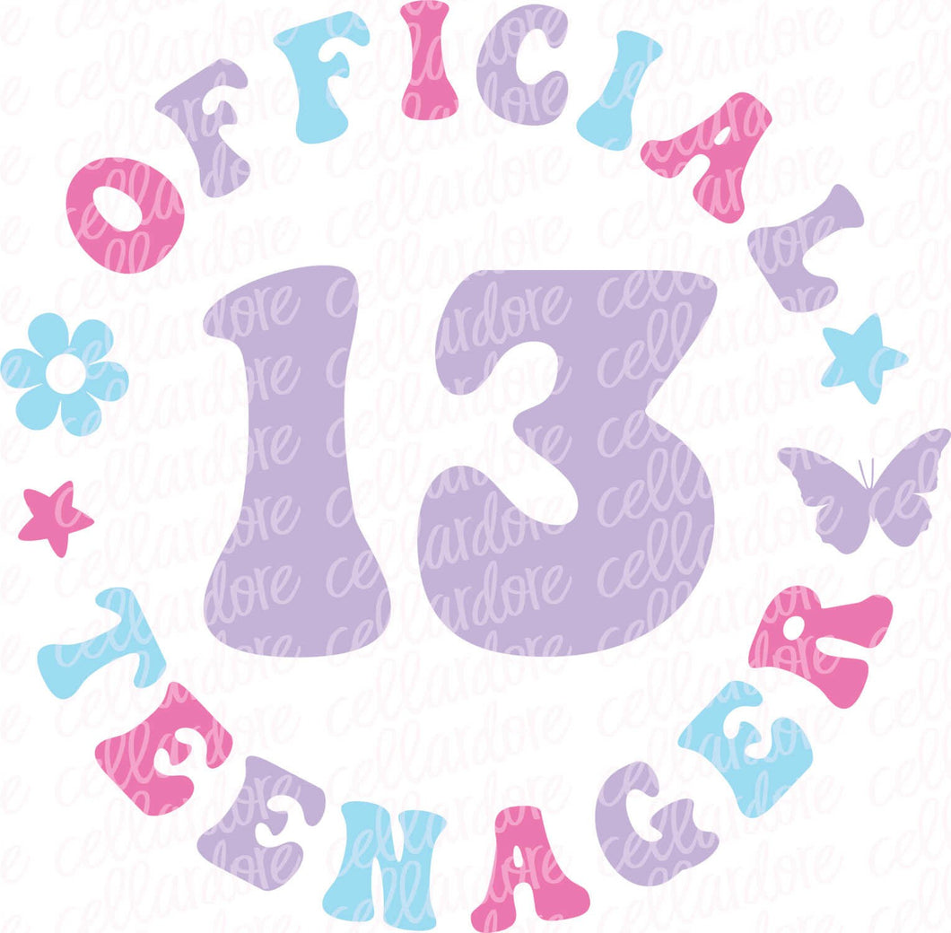 In My Official Teenager Era with optional pocket design | DTF Ready to Press Transfer or Sublimation Transfer