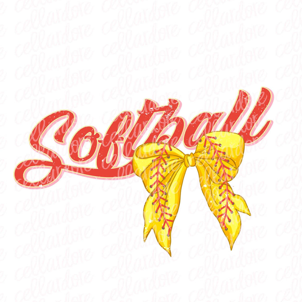 Softball Bow - Ready to Press or Sublimation Transfer