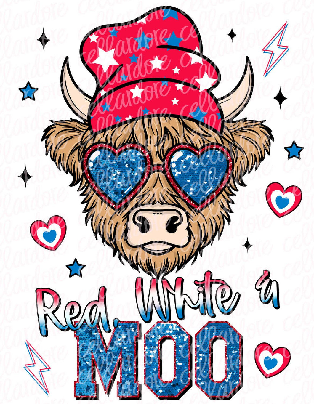 Red White and Moo | DTF Ready to Press or Sublimation Transfer