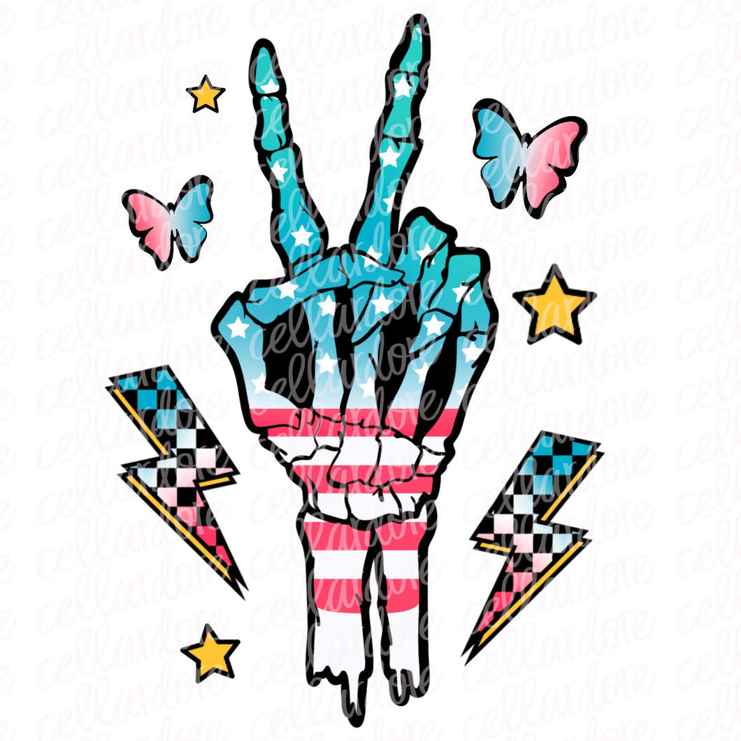 Land of the Free (Skellie Hand) with optional pocket design | DTF Ready to Press or Sublimation Transfer