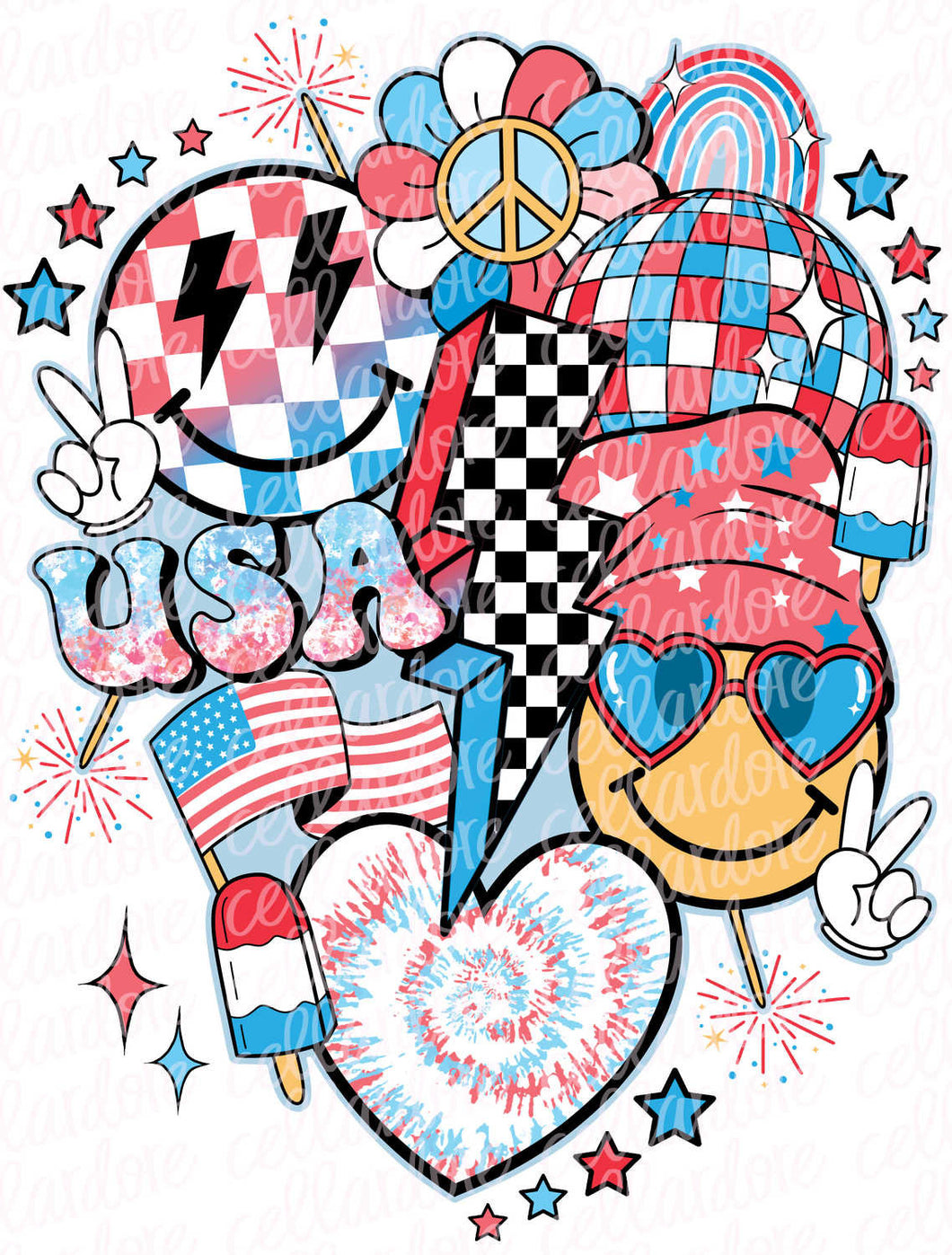 Retro 4th of July Collage - DTF Ready to Press or Sublimation Transfer