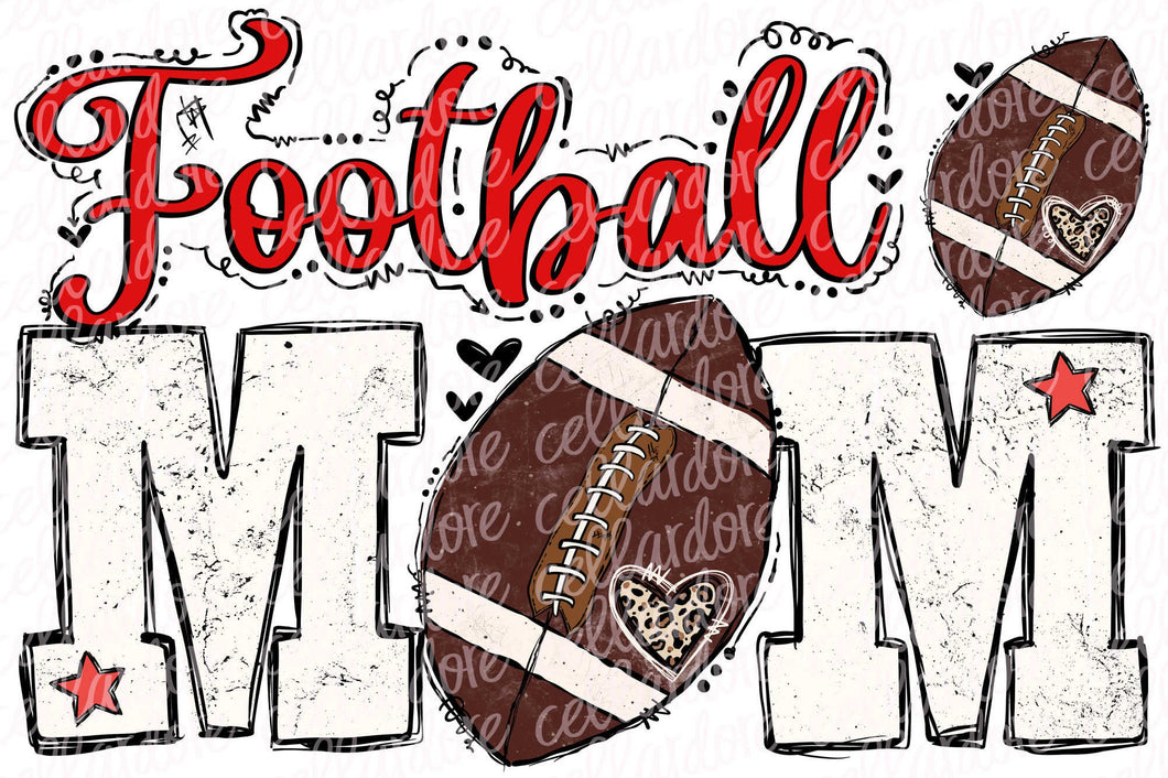 Football Mom Doodle Letters - Ready to Press or Sublimation Transfer