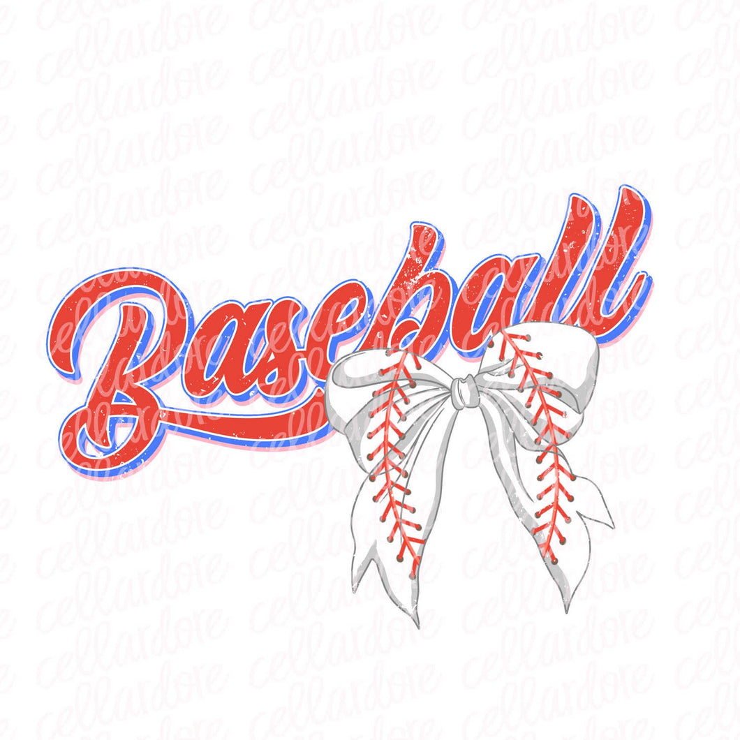 Baseball Bow - Ready to Press or Sublimation Transfer