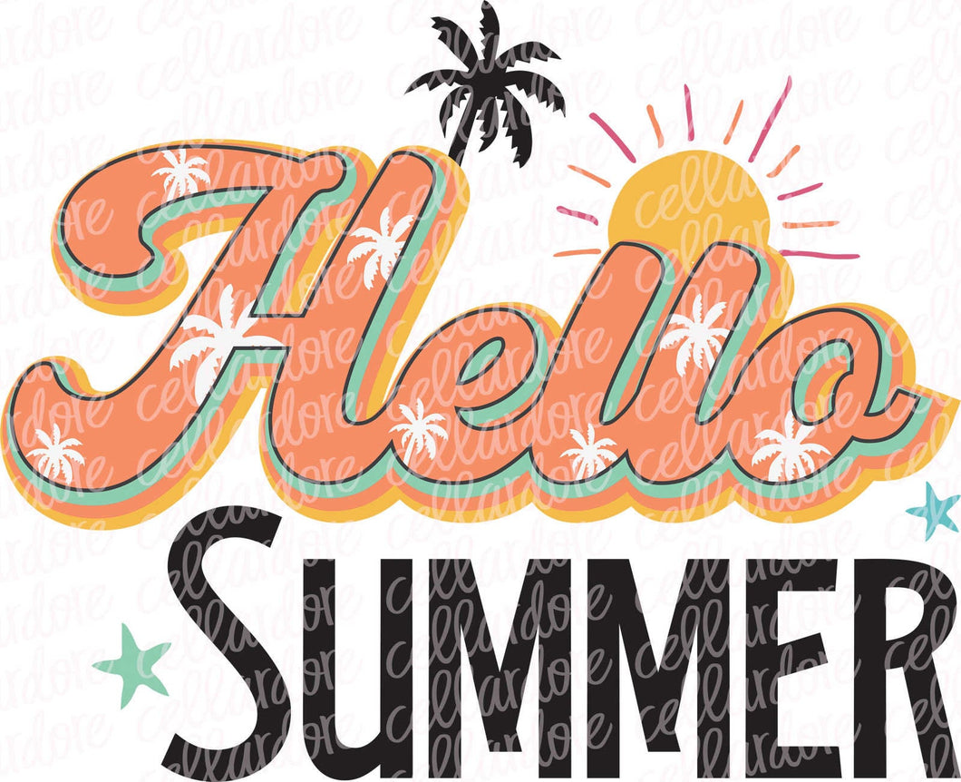 Hello Summer | DTF Ready to Press or Sublimation Transfer