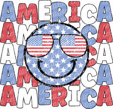 Load image into Gallery viewer, America Patriotic Smiley with optional pocket design | DTF Ready to Press or Sublimation Transfer
