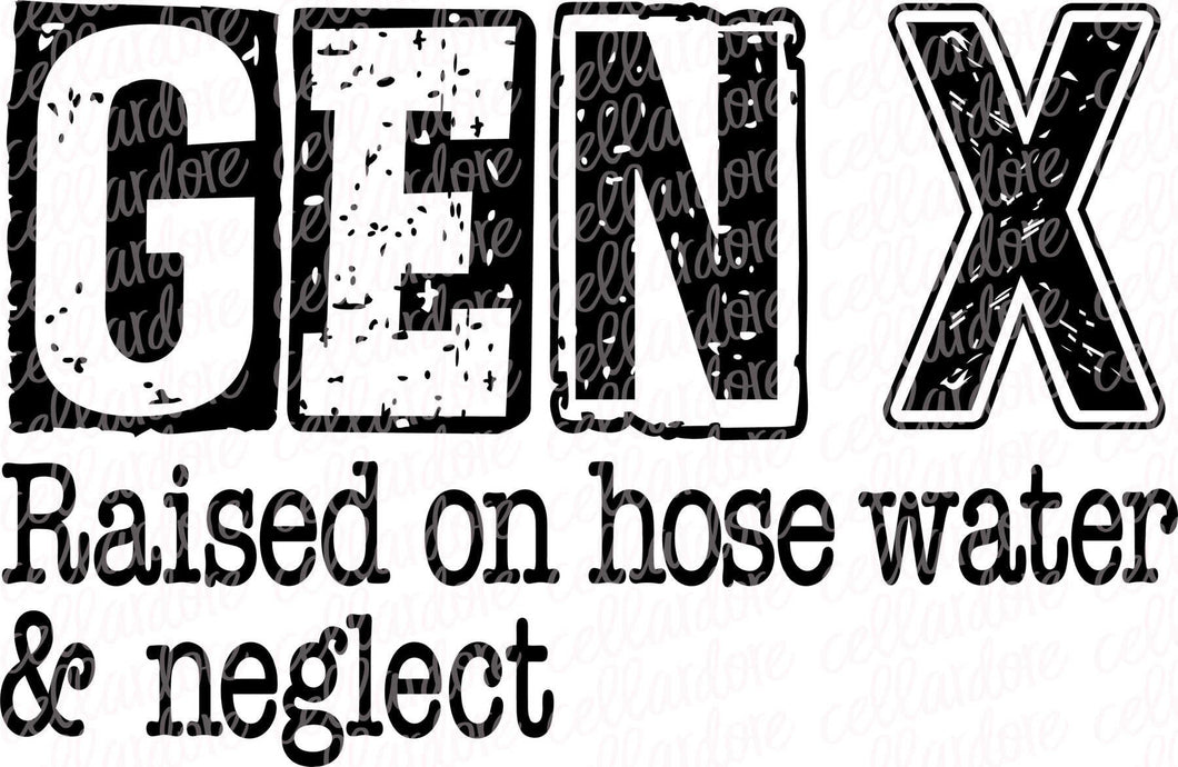 Gen X - Raised on Hose Water & Neglect  | DTF Ready to Press or Sublimation Transfer