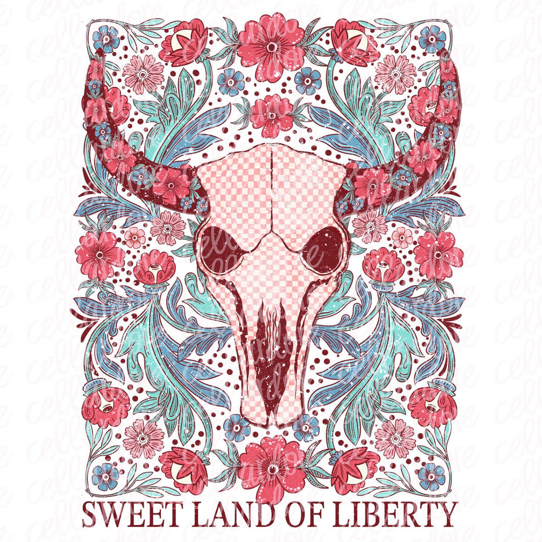 Sweet Land of Liberty Longhorn | DTF Ready to Press or Sublimation Transfer