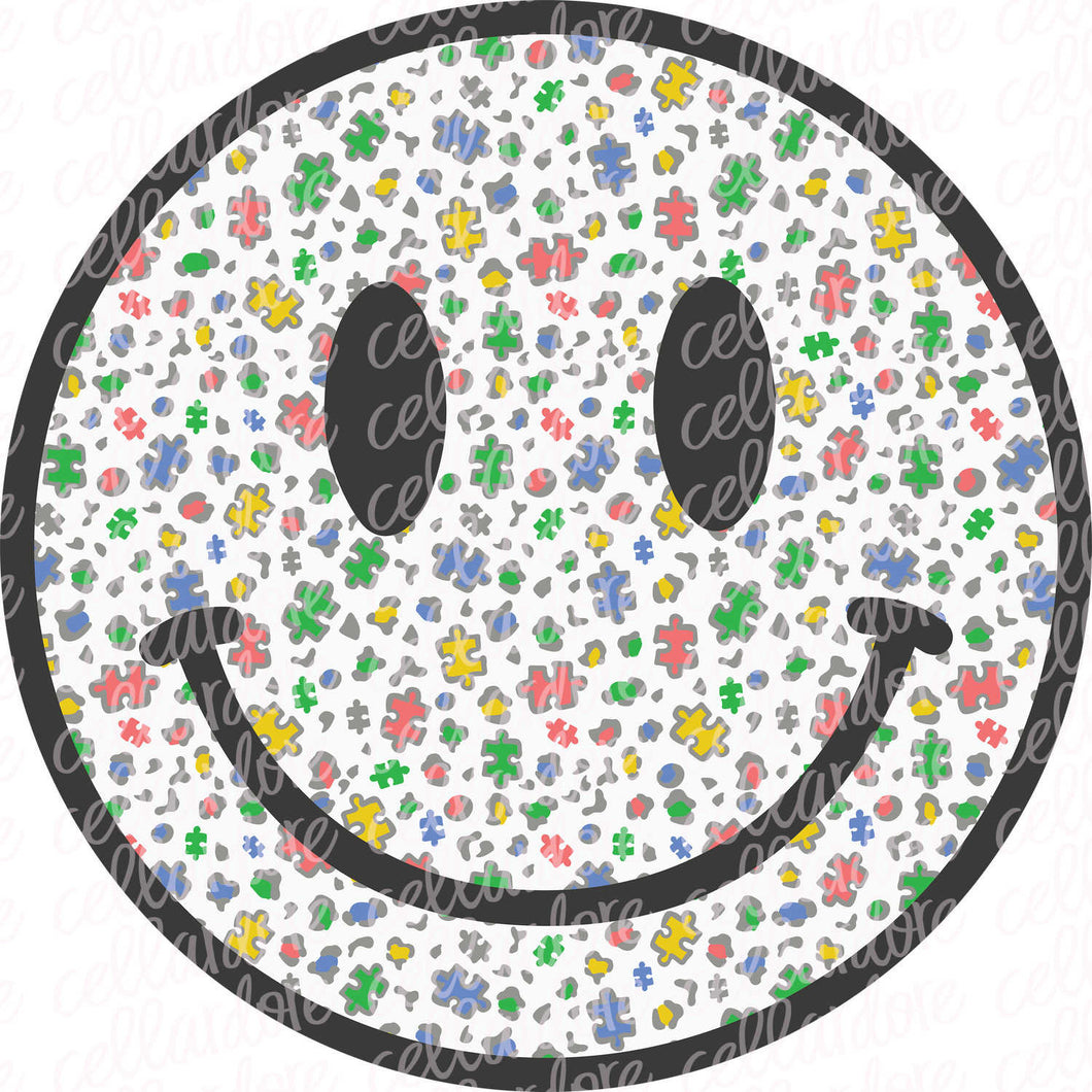 Autism Smiley - Autism Awareness | DTF Ready to Press or Sublimation Transfer