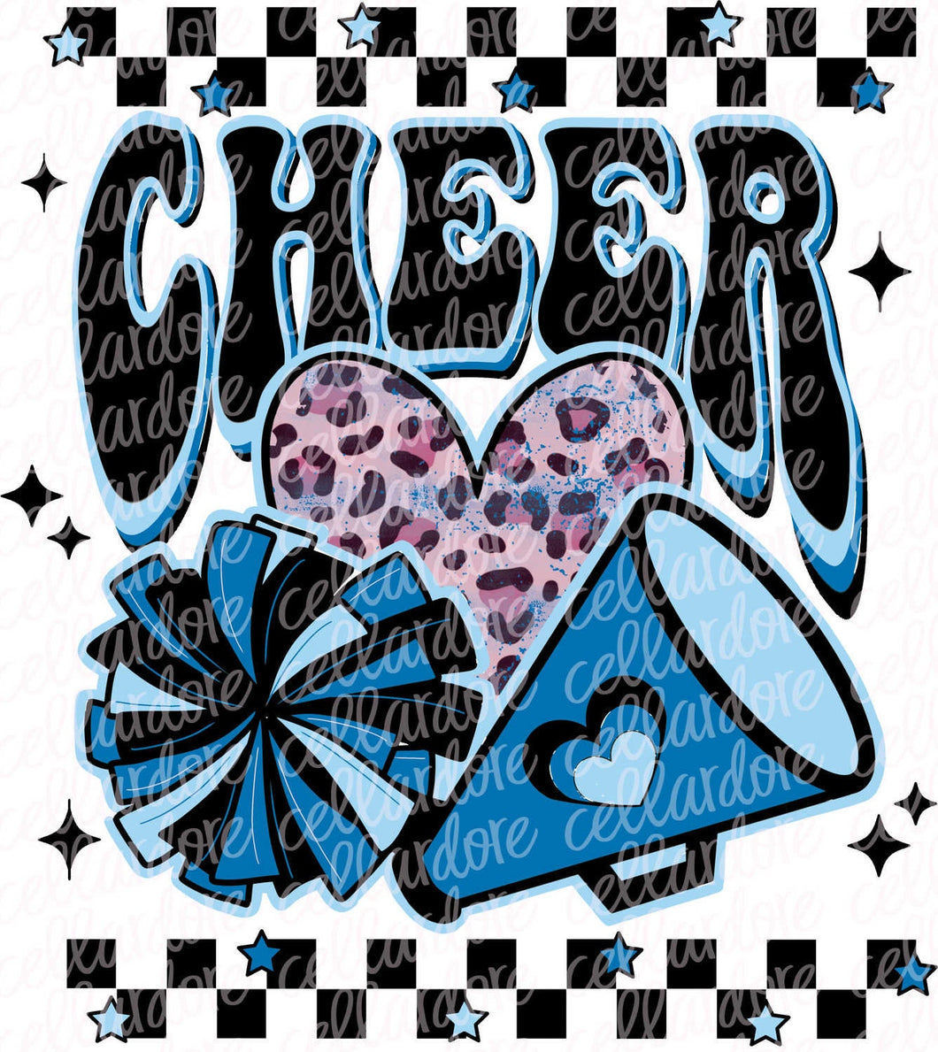 Cheer - Blue | DTF Ready to Press or Sublimation Transfer