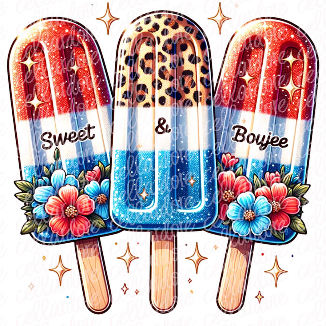 Sweet & Boujee Patriotic Popsicles | DTF Ready to Press or Sublimation Transfer