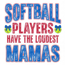 Load image into Gallery viewer, Loudest Mamas Softball with optional pocket design | DTF Ready to Press or Sublimation Transfer
