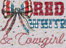 Load image into Gallery viewer, Red White and Cowgirl | DTF Ready to Press or Sublimation Transfer
