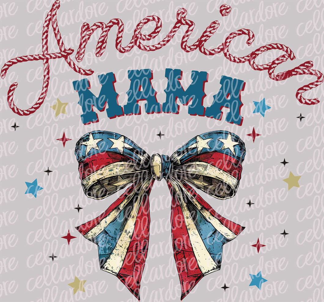 American Mama Bow | DTF Ready to Press or Sublimation Transfer