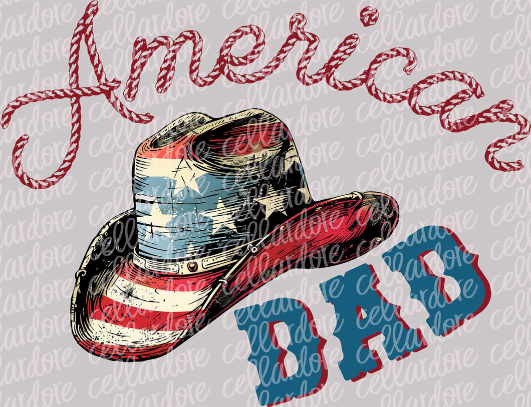 American Dad Cowboy Hat | DTF Ready to Press or Sublimation Transfer