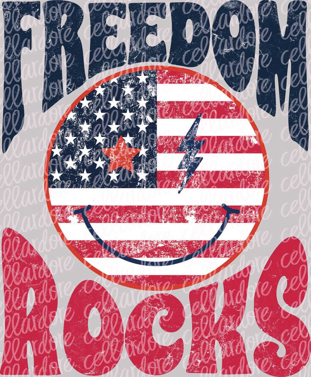 Freedom Rocks Flag Smiley | DTF Ready to Press or Sublimation Transfer