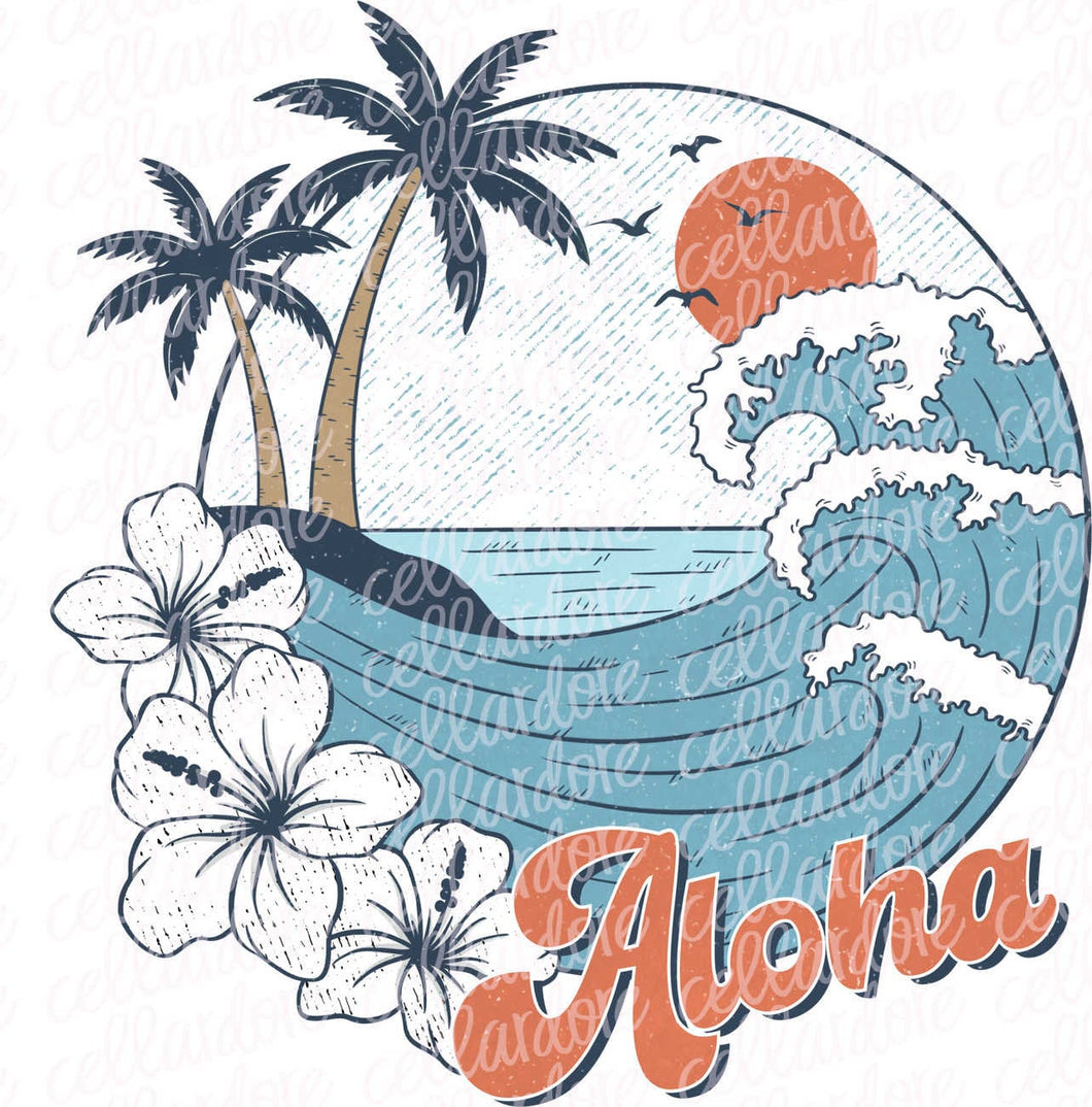 Aloha Waves | DTF Ready to Press or Sublimation Transfer