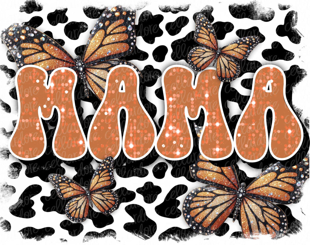 Mama Cow Print Butterflies - DTF Ready to Press or Sublimation Transfer