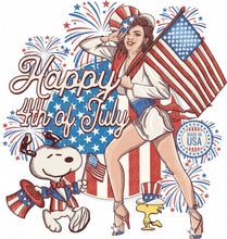 Load image into Gallery viewer, Happy 4th of July with optional pocket design - DTF Ready to Press or Sublimation Transfer
