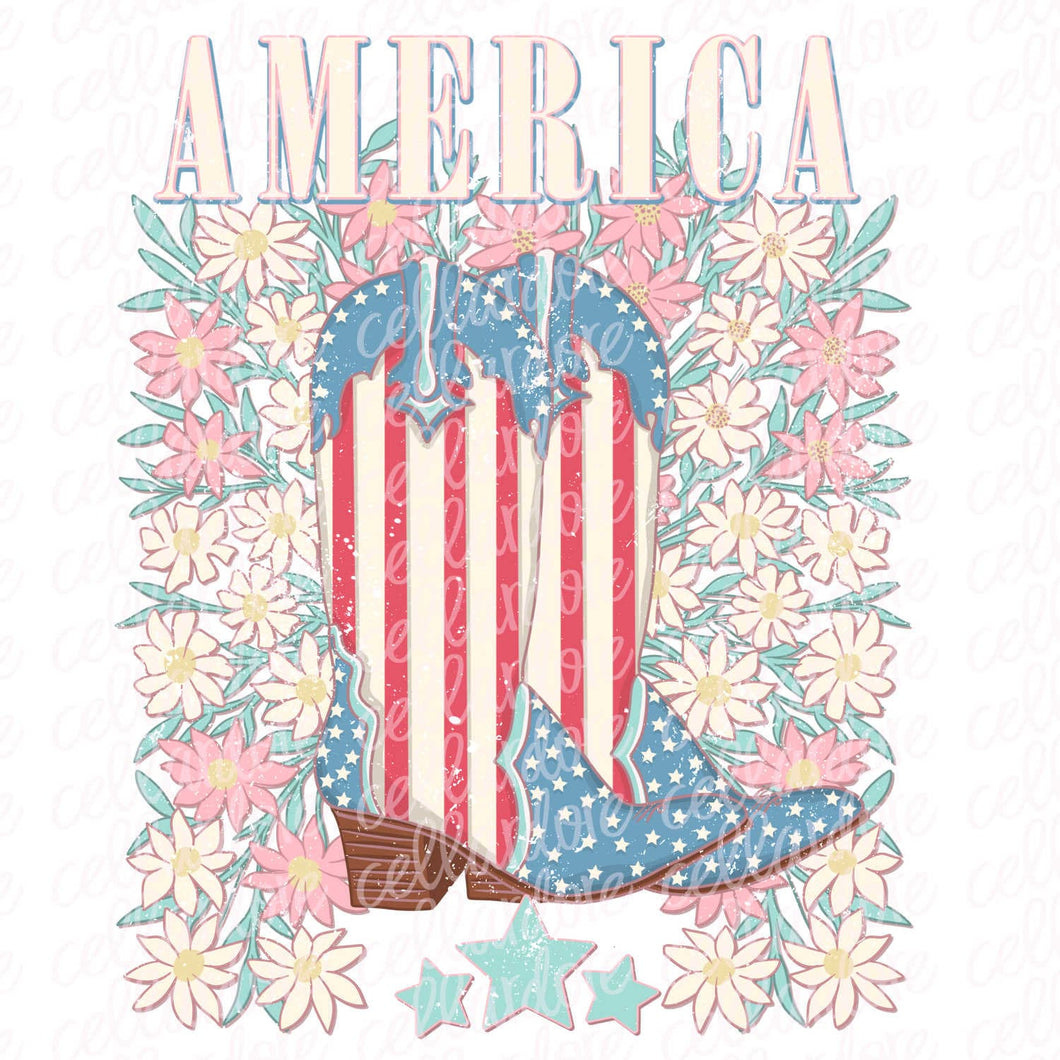 America Boots - DTF Ready to Press or Sublimation Transfer