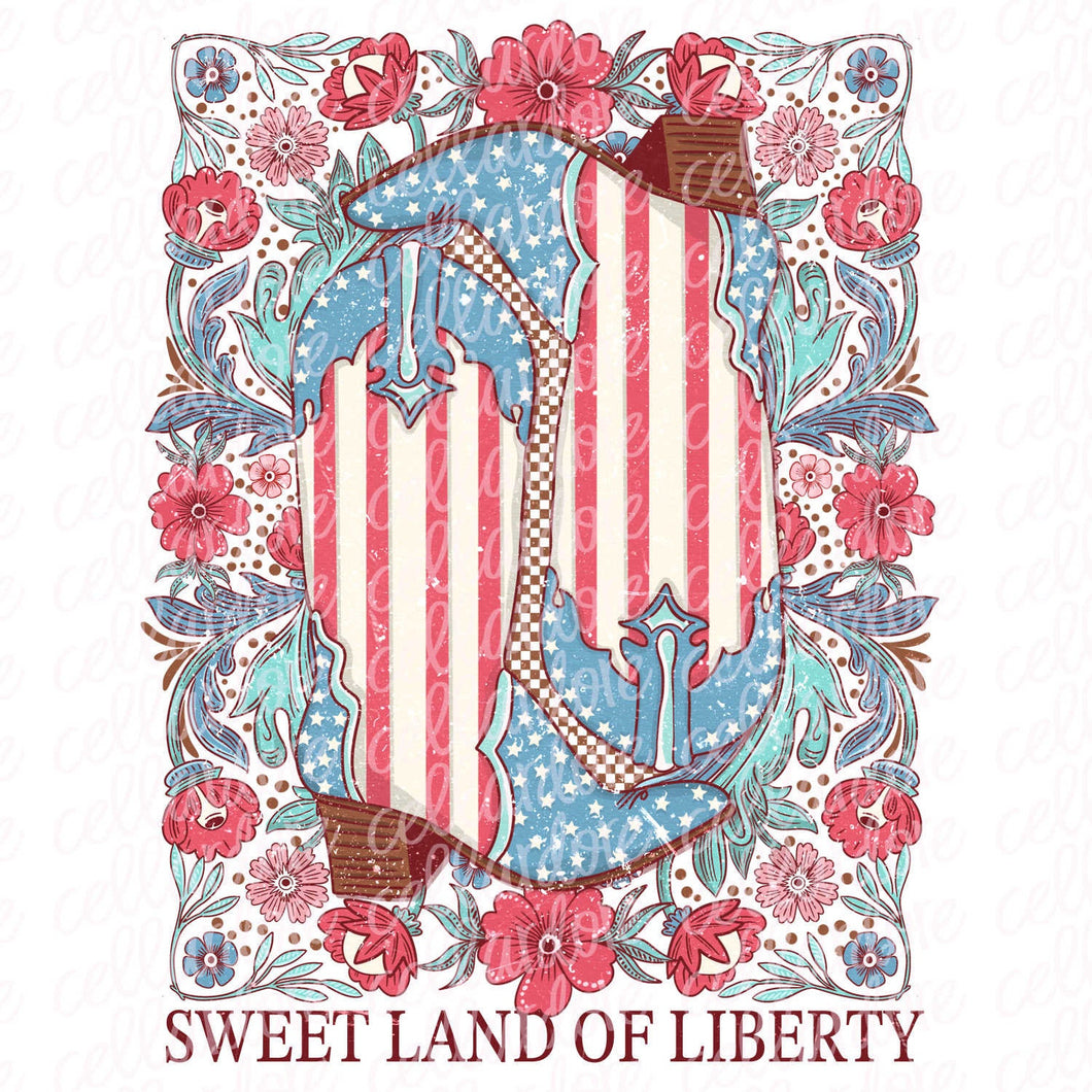 Sweet Land of Liberty Boots | DTF Ready to Press or Sublimation Transfer