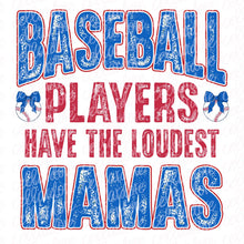 Load image into Gallery viewer, Loudest Mamas Baseball with optional pocket design | DTF Ready to Press or Sublimation Transfer
