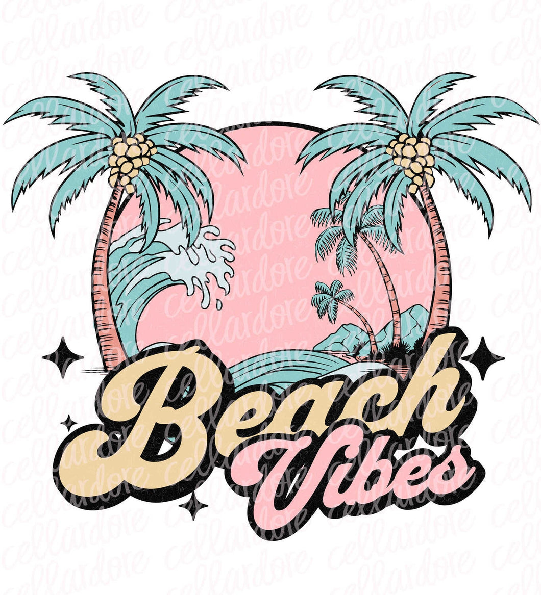 Beach Vibes Palms | DTF Ready to Press or Sublimation Transfer