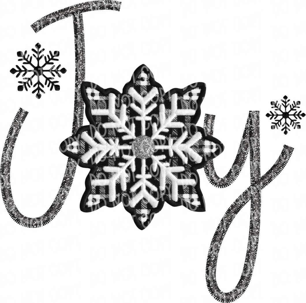 Joy Snowflake Faux Embroidery Patch | DTF Ready to Press or Sublimation Transfer