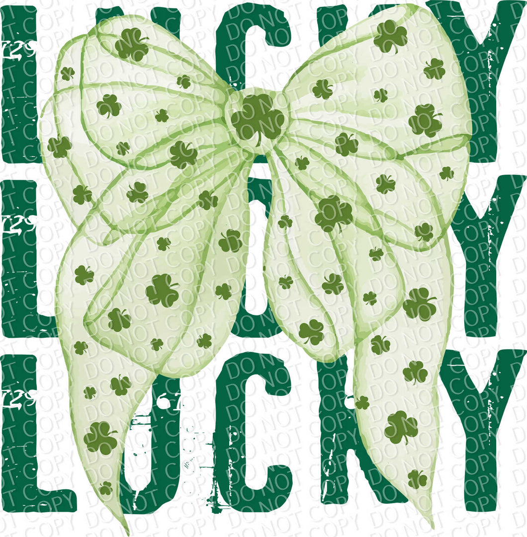 Lucky Stacked with Clover Coquette Bow | DTF Ready to Press or Sublimation Transfer