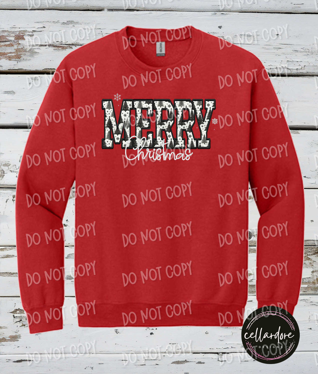 Merry Christmas Faux Patch Sweatshirt - Completed Apparel Item