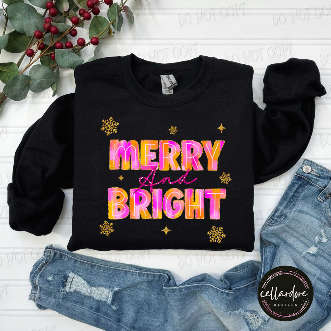 Colorful Merry & Bright Sweatshirt - Completed Apparel Item