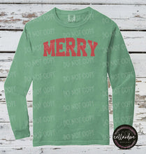 Load image into Gallery viewer, Merry Long Sleeve Tee or Sweatshirt - Completed Apparel Item
