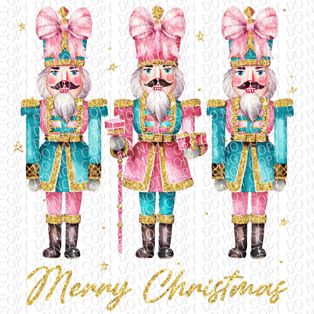 Merry Christmas Nutcrackers (faux glitter) | DTF Ready to Press or Sublimation Transfer