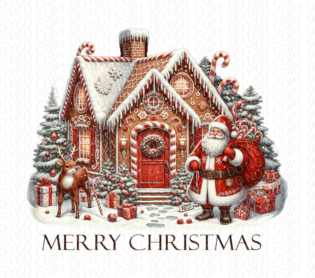 Merry Christmas Gingerbread House | DTF Ready to Press or Sublimation Transfer