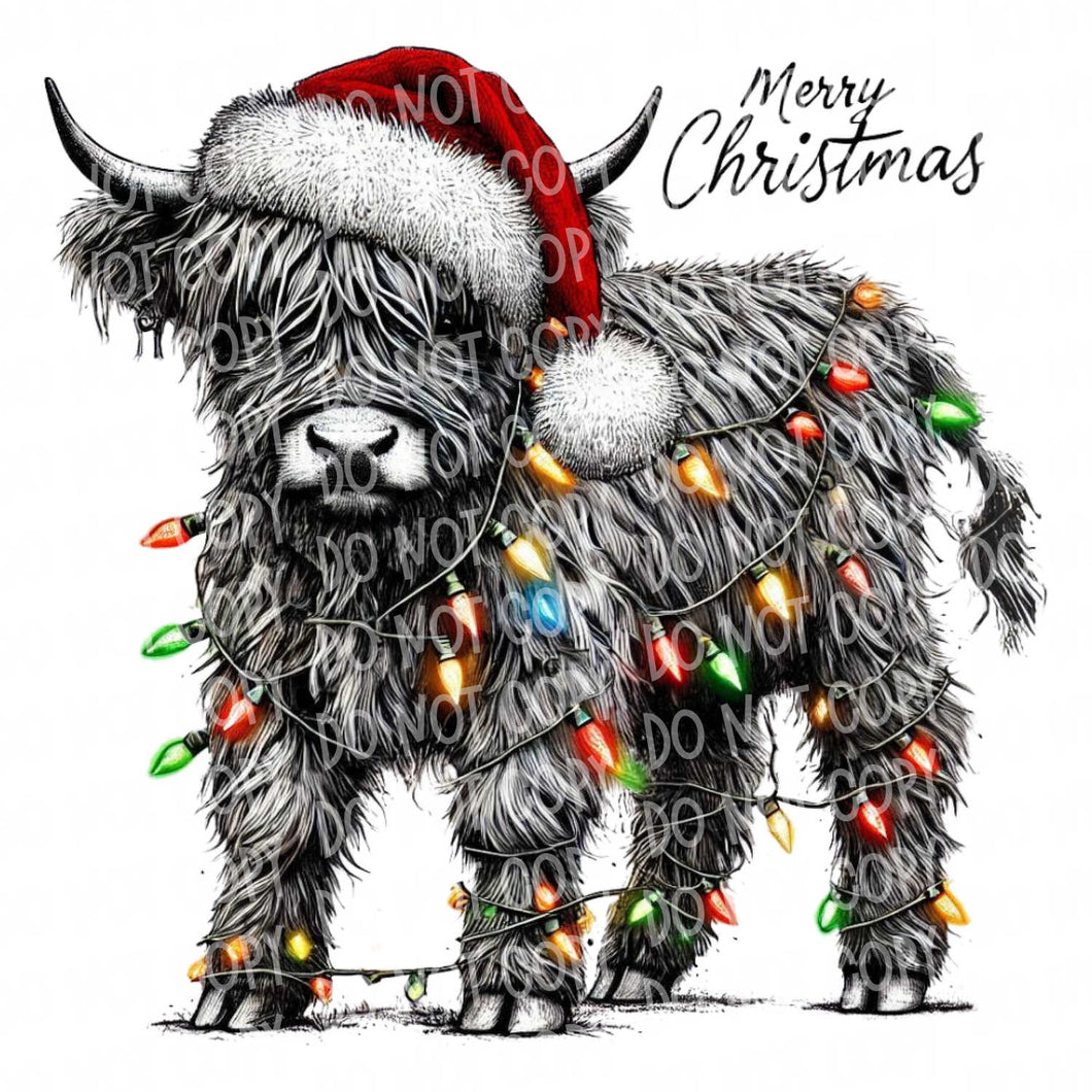 Merry Christmas Cow | DTF Ready to Press or Sublimation Transfer